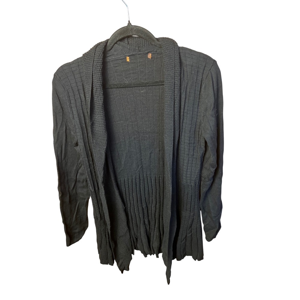 J. McLaughlin Black Textured Knit Long Sleeve Open Front Cardigan Lightweight